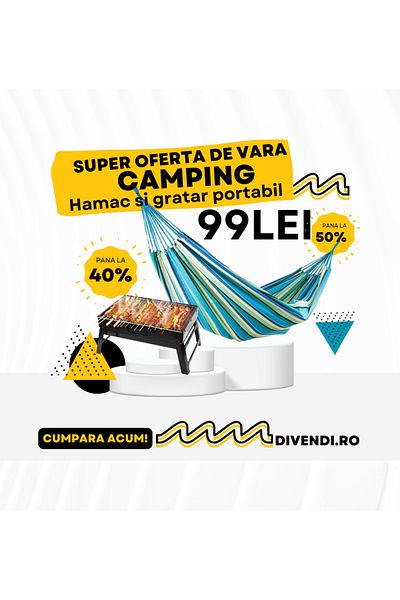 divendi-ro CAMPING promotional package: Hammock and portable suitcase barbecue