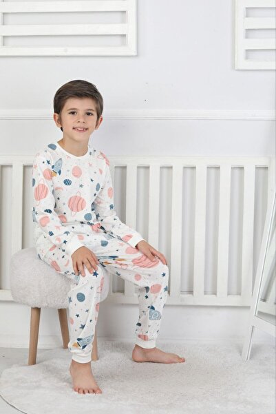İsobel %100 pamuklu erkek çocuk gezegen Desenli uzun kollu pijama takımı