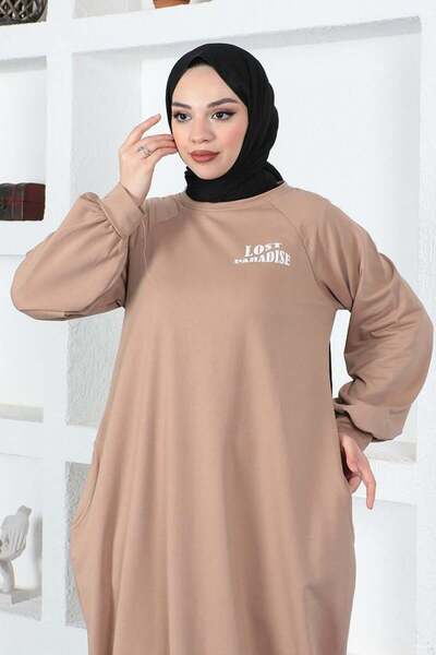 MG Φαρδύ μοντέλο φαρδύ φόρεμα VİZON