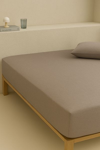 Nart Home Single Cotton Fitted Sheet Beige