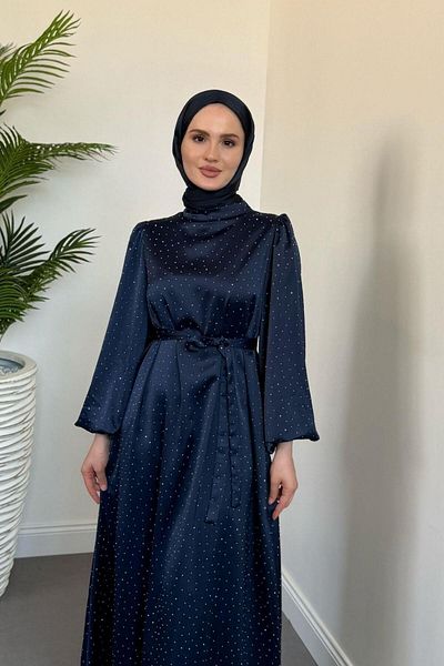 MERVEN AKYÜZ Rochie de seară cu mâneci balon Milano Stone Bleumarin
