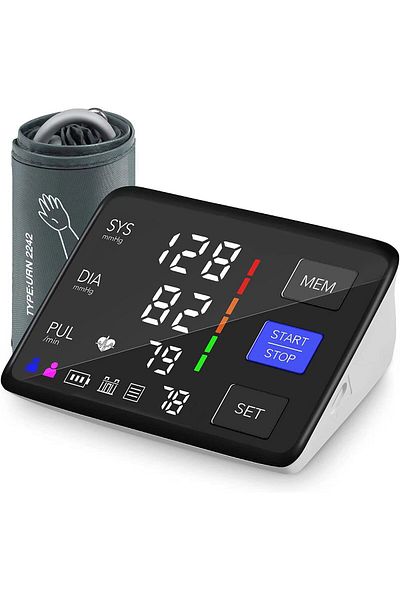 WowStep Arm Blood Pressure Monitor, Pulse, Precision Sensor, LCD, Cuff 22-42 cm, 2 Users, Memory Function