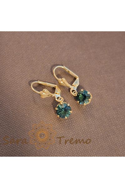 saratremo Classic Gold-Plated 18K Earrings with Navy Blue Zirconia Crystal