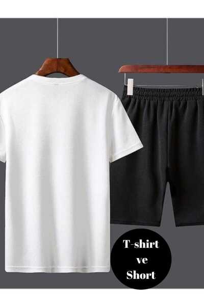 FİTGO Set de pantaloni scurți pentru femei, 2 piese, alb-negru