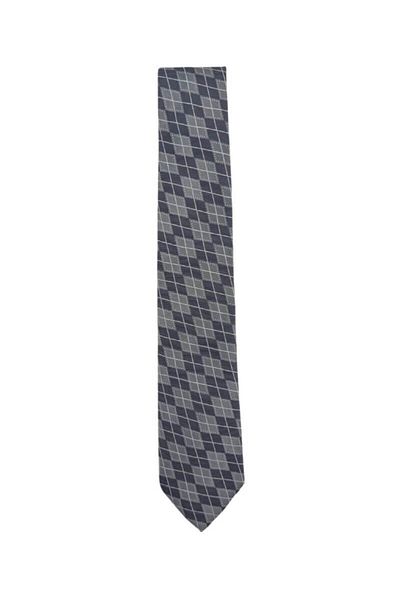 1001 Kravat 7.5 cm Wide Gray Tie with Diamond Pattern