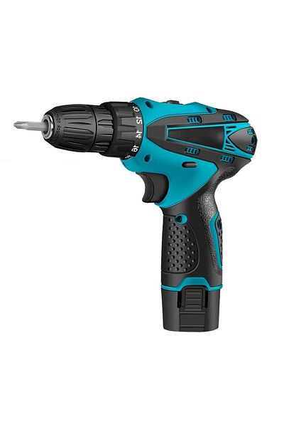 divendi-ro Cordless electric screwdriver set, 2 batteries, 12V, 24 accessories included, 2 speeds, blue