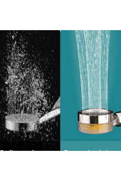 DAR High pressure shower head with propeller and water stop button - vortex jet, 360° rotation, chrome