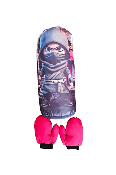 Shem 40*18cm Ninja Printed Sandbag with Boxing Gloves