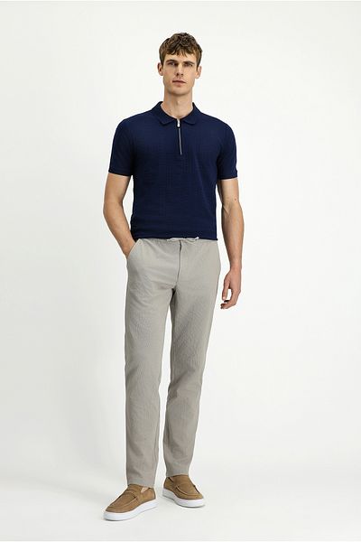 Kiğılı Techno-Line Regular Fit Elastic Waist Drawstring Seersucker Classic Fabric Trousers