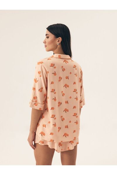Henderson Classic elegant comfortable women's pajama with fruit pattern and V neck & Shirt and shorts| Naranja