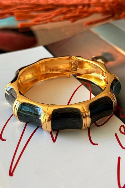 Trendy Butik أصفاد مينا سوداء عتيقة