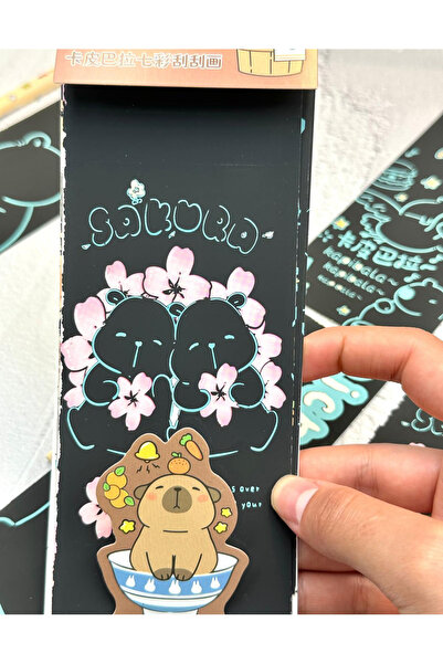 ZeCo Collection Kapibala Rainbow Character Magic Black Scratch Notebook 4 Sheets Scratch Painting Brown