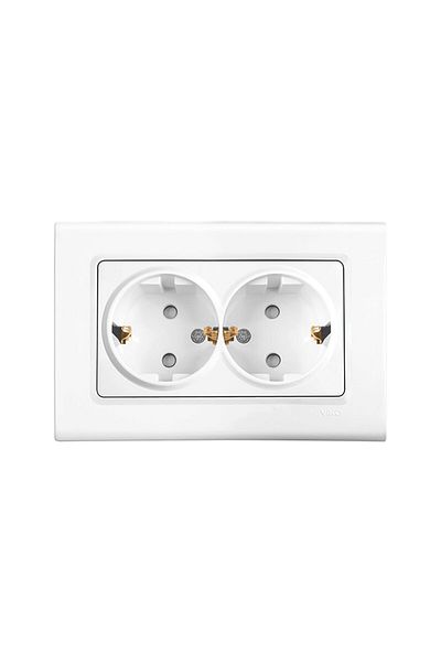 PANASONIC Double Schuko Socket with Child Protection - Linnera White