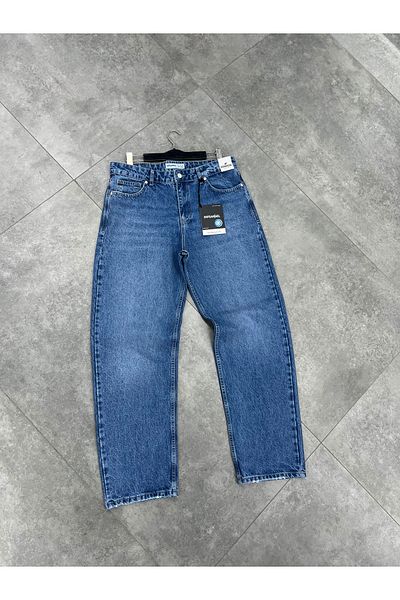 DİFRANSEL Men's Blue Washed Baggy Casual Pants