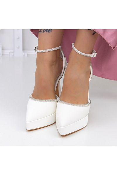 mei Shoes with Thin Heel and Platform 3XKK8 White