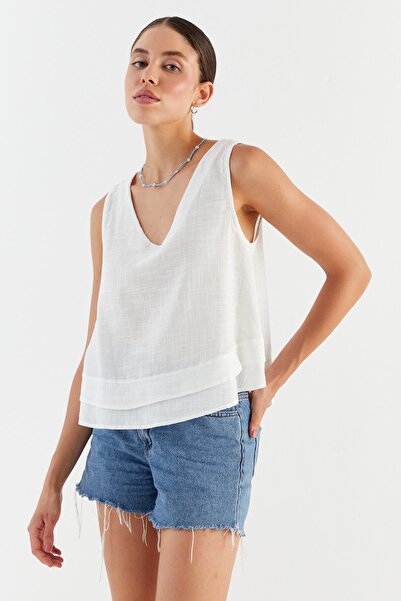 Shopping Shop Λινό Μπλούζα ΛΕΥΚΟ