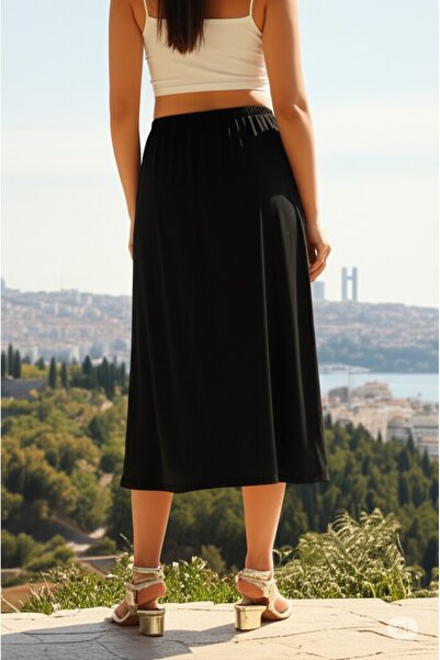 Sas Denye Kumaş Lastikli Etek – Rahat ve Şık