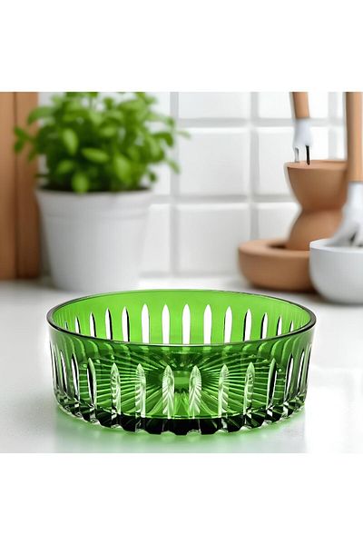 Akden Kristal Crystal Cutting Decor Handworked Colorful Glass Bowl