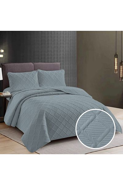 Pucioasa Double quilted bedspread, Sulphur, Grey
