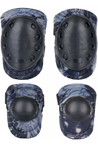BAIGIO Set of 4 cycling elbow/knee protectors, nylon/plastic/TPU, black/camouflage,
