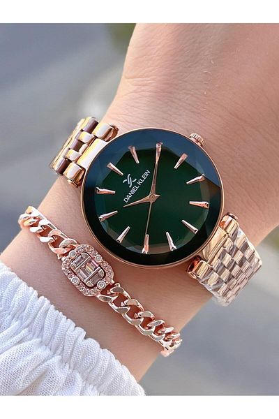 Daniel Klein Women's Wrist Watch+Wristband V92601.8 with Special Cut Glass 3 Atm Water Resistant 2 Years Warranty