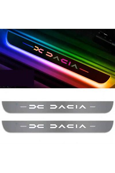 BGRJ Automotive Set of 2 illuminated Dacia car sill protectors, multicolor, dynamic