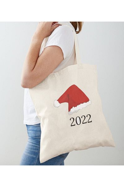 GİFTORA 2022 Happy New Year Designed Raw Cloth Shoulder Bag