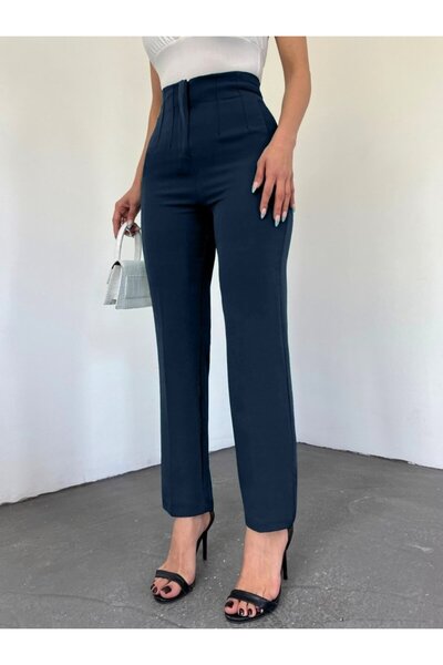 ALPACO Pantaloni plisați Zra - bleumarin