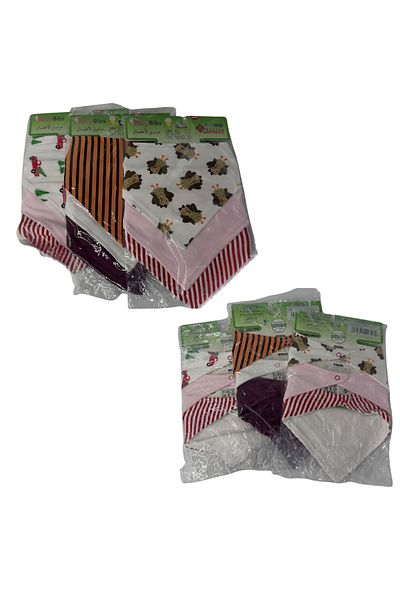 STEM 3PCS Baby Bandana Bib Set for Girls – Soft, Adjustable, Stylish & Absorbent - Assorted Color