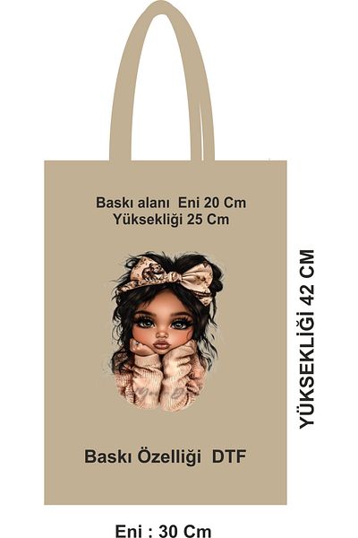 GİFTORA 30X42 cm Cloth Bag with Handle – Natural Cotton, Dtf Printing, 46 Strands