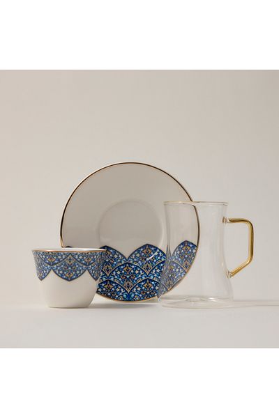 Zukhroof 21 Pcs Porcelain Tea And Coffee Set Dark Blue