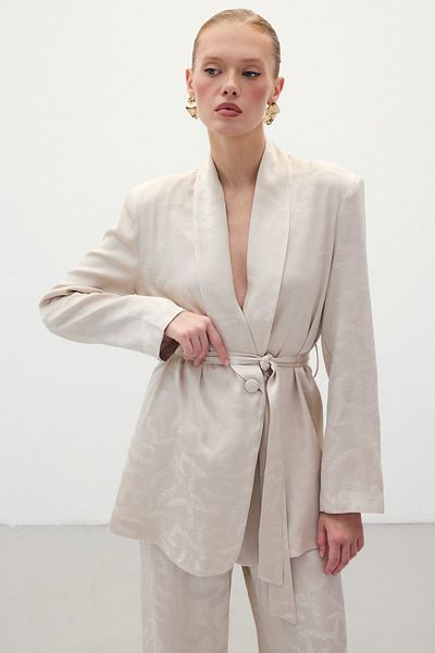 Sateen Jachetă din satin jacquard - bej
