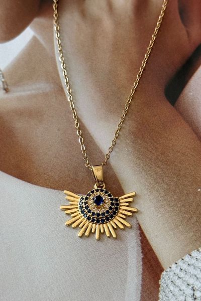 Trendy Butik قلادة الشمس الفولاذية