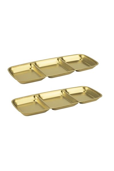 Culinaro Set of 2 plates with 3 compartments Vintage Gold 22.5x9cm, stainless steel, gold