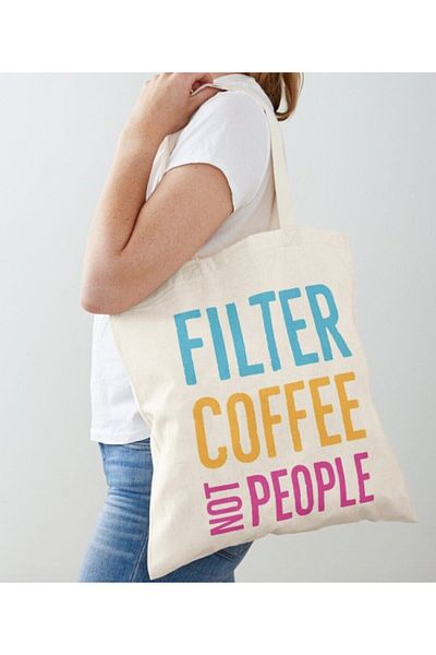 GİFTORA Filter Coffee Not People Printed Raw Cloth
