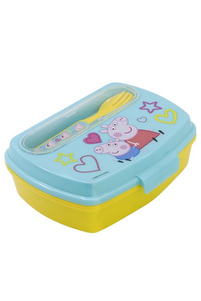 Peppa Pig Sandwich box with cutlery, BPA-free, multicolor, 17x14x6 cm, Peppa Pig