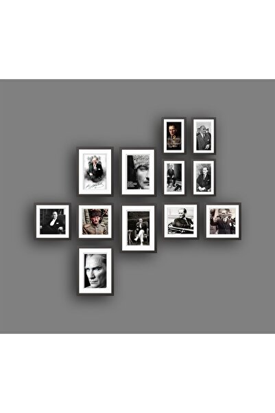 YALOVA SHOP 12 Parça Dekoratif Atatürk portreleri,Duvar Dekorasyon Çerçeve Ba...