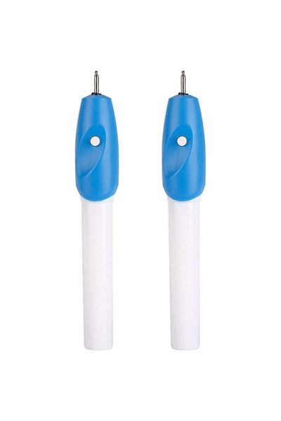 OEM Set 2 pixuri de gravat electrice, Plastic, Albastru/Alb