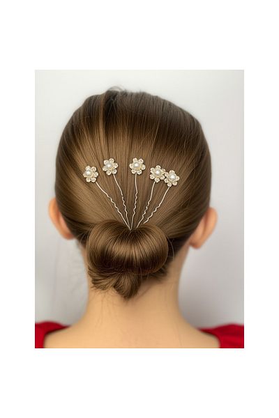 Çınar Aksesuar Crystal Detailed Floral Hair Clips (4 Pieces)