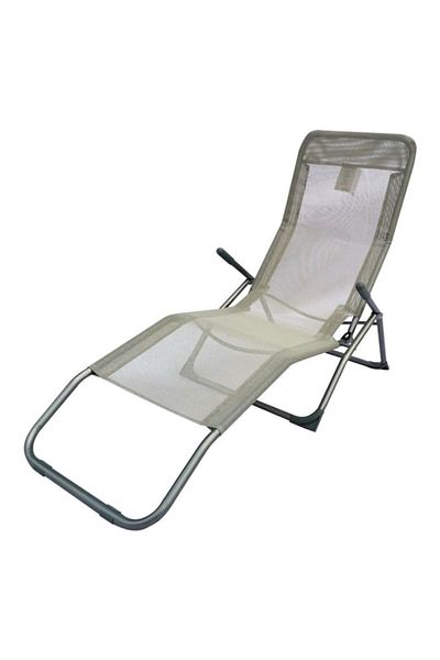 OMC OMC sun lounger, foldable, grey, steel/polyester 140 x 60 x 100 cm