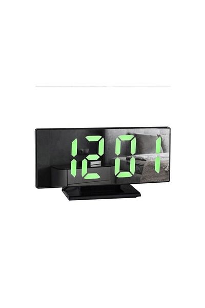 ISO TRADE Multifunctional Alarm Clock, Iso Trade, Plastic, Temperature/Snooze Function, Mirror Design, 19x10 c