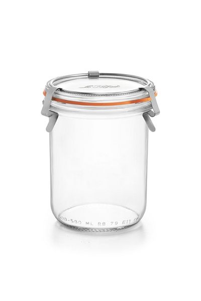 Le Parfait Set of 4 Glass Jars with Clips (2 Pieces 580 ml - 2 Pieces 425 ml)