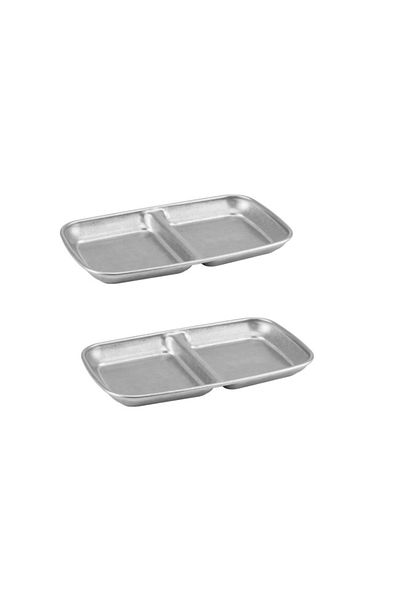 Culinaro Set of 2 plates with 2 compartments Vintage Silver 15.5x9cm, stainless steel