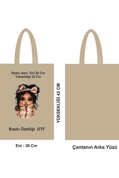 GİFTORA 30X42 cm Cloth Bag with Handle – Natural Cotton, Dtf Printing, 46 Strands