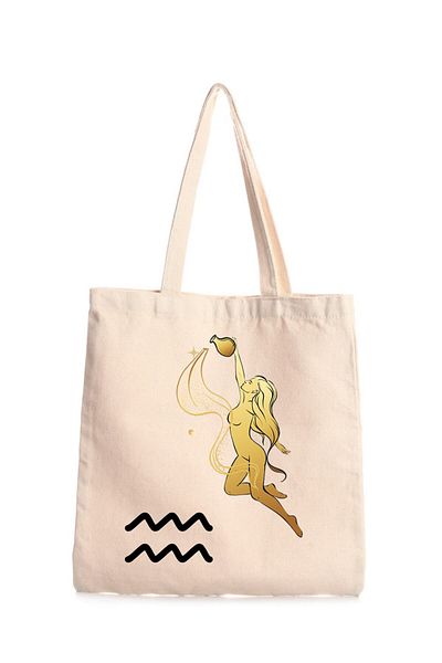 GİFTORA Zodiac Signs Printed Canvas Bag