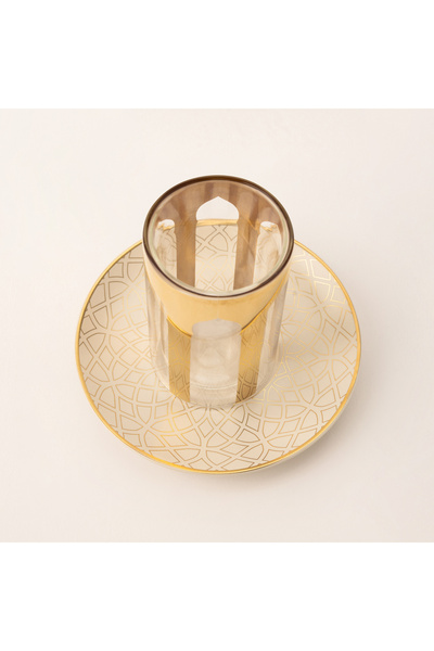 Dallaty Qourb beige porcelain 18 pieces tea and coffee set