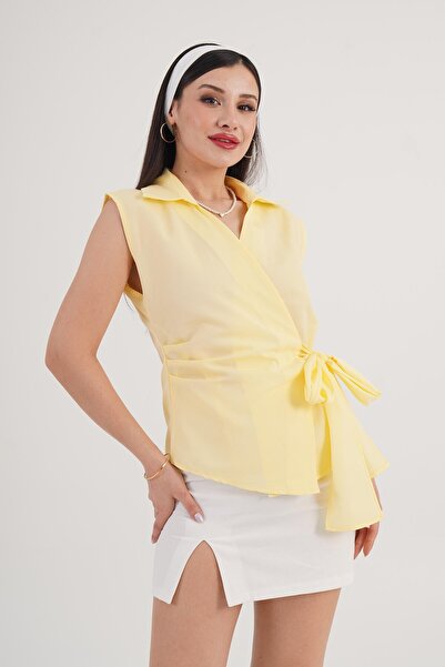 Hipo Trend Cămașă galbenă fără mâneci cu legături laterale
