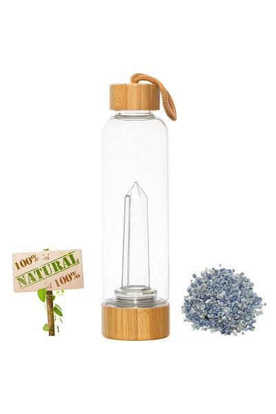 XTERRA Bottle with natural Angelite crystals for water energizing | 550 ml