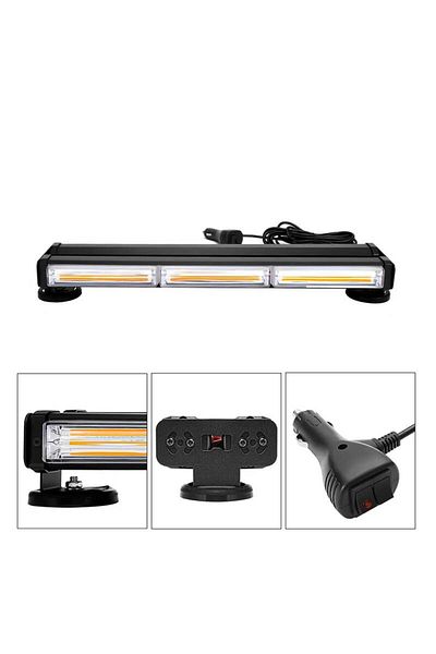 BGRJ Automotive 44cm double bar strobe light bar, 12V-24V, magnetic mounting