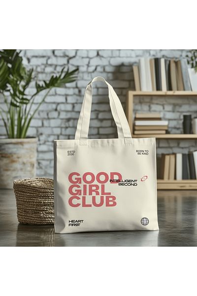 GİFTORA Good Girl Club Printed Canvas Shoulder Bag